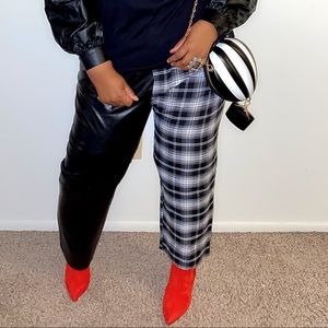 Faux Leather & Plaid